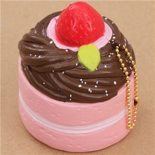 Premium Cafe de N pink dark brown filling Mont Blanc cake squishy charm kawaii