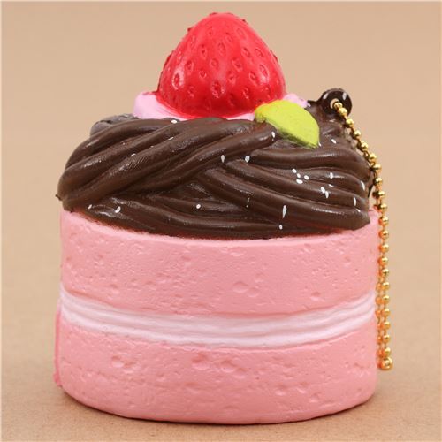 Premium Cafe de N pink dark brown filling Mont Blanc cake squishy charm kawaii 3