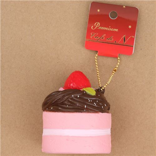 Premium Cafe de N pink dark brown filling Mont Blanc cake squishy charm kawaii 4