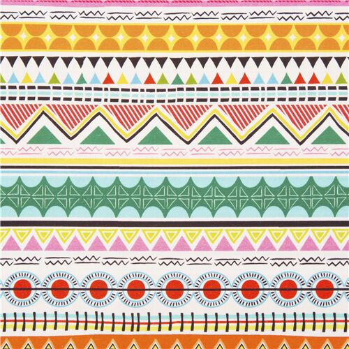 tessuto Primitive Stripe colorato cotone pois strisce triangoli Tessuto