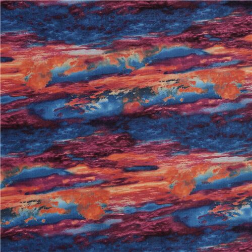 Purple orange desert sunset sky fabric USA Timeless Treasures Fabric
