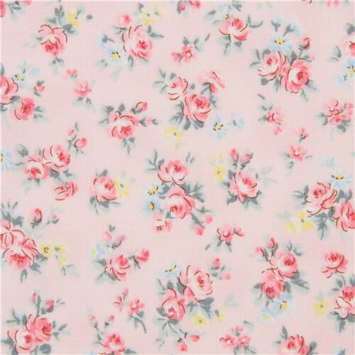 Quilt Gate fabric with mini retro rose pattern in light peach-pink Fabric
