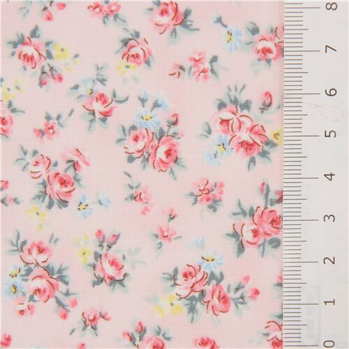 Rimanenza di (47 x 110 cm) - tessuto rosa pesca chiaro Quilt Gate roselline retr�  2