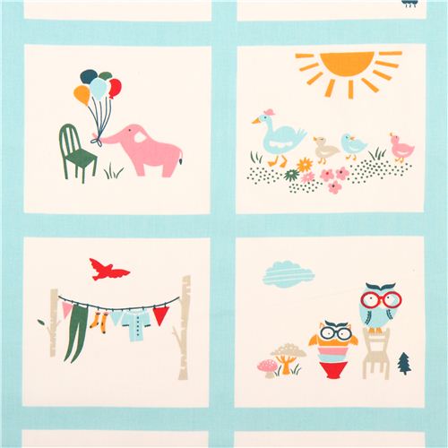Tissu bio Birch Everyday Party Quilt crme, animaux, fort Tissu