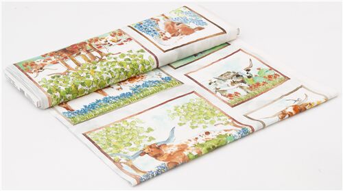 Rimanenza di (38 x 109 cm) - tessuto Quilting Treasures pannelli mucche fiori cactus stile acquerell 4