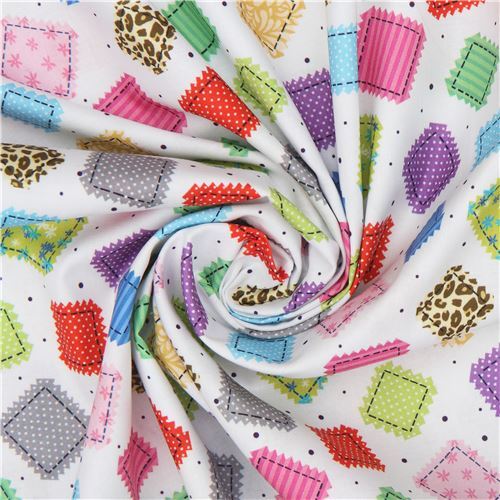 Fat Quarter (50 x 54 cm) - Tela blanca de Quilting Treasures con parches cuadrados 5