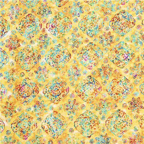 Batik Style Paisley Medallion Fabric