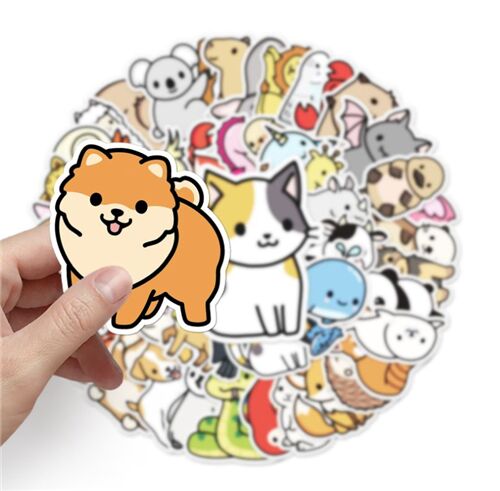 Kaninchen verschiedene Tieraufkleber 50 einzigartige Designs gestanzte Packung Flederm�use Koala 2