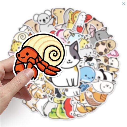 Kaninchen verschiedene Tieraufkleber 50 einzigartige Designs gestanzte Packung Flederm�use Koala 3