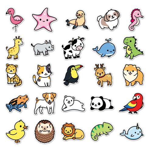 Kaninchen verschiedene Tieraufkleber 50 einzigartige Designs gestanzte Packung Flederm�use Koala 7