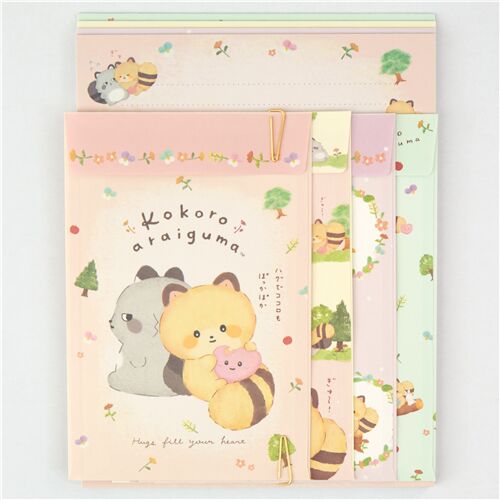 Set papel de carta con mapache de San-X Kokoro
