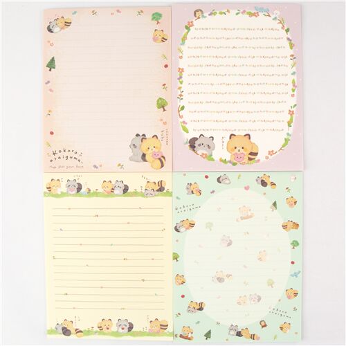 Set papel de carta con mapache de San-X Kokoro 2