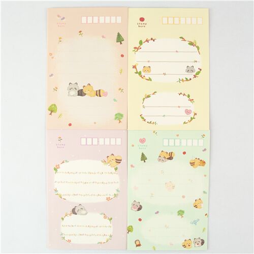 Set papel de carta con mapache de San-X Kokoro 3