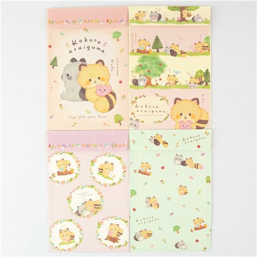 Set papel de carta con mapache de San-X Kokoro 4