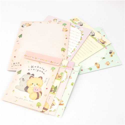 Set papel de carta con mapache de San-X Kokoro 5