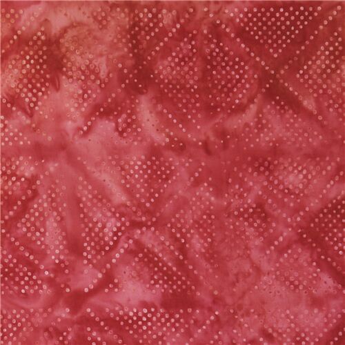 Tissu coton batik rouge avec des losanges pois blancs Tissu