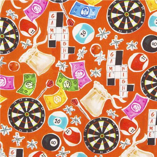 tessuto rosso cotone game night freccette cruciverba Tessuto