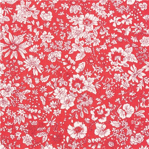 tessuto rosso silhouettes fiori bianchi Liberty Fabrics Tessuto