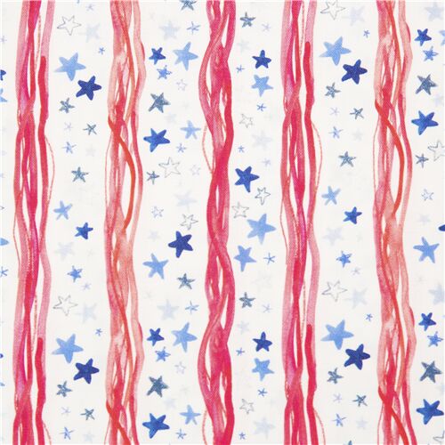 Flag Inspired Watercolour Stars and Stripes Fabric