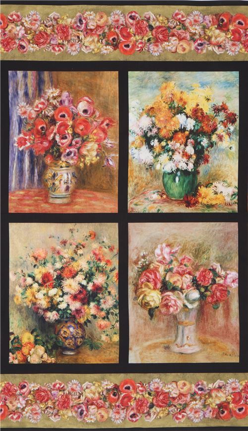 Tela con panel con cuadros de flores de Renoir de Robert Kaufman Tela