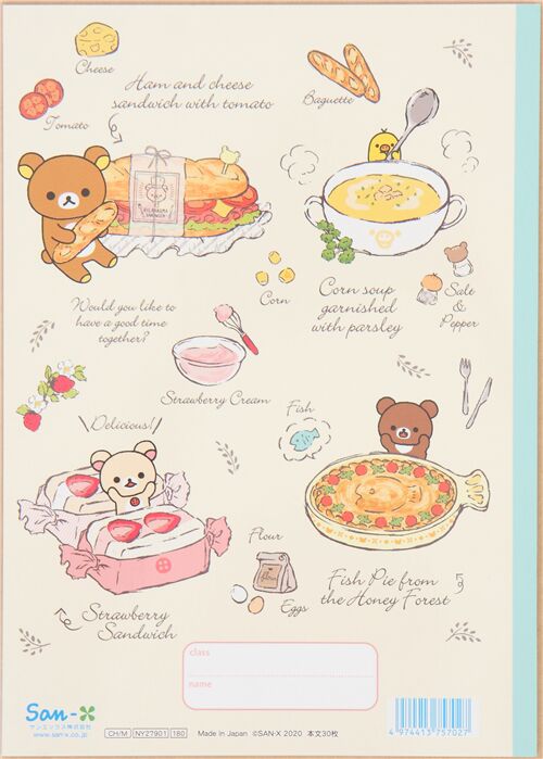 Cahier dexercices San-X avec Rilakkuma et des motifs daliments 2
