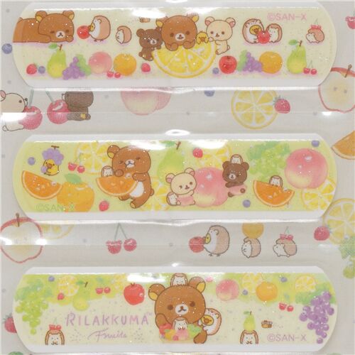 Pansements à paillettes San-X avec Rilakkuma, des fruits