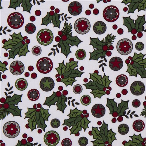 Riley Blake Christmas fabric pine branches ornaments 1