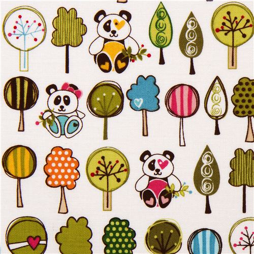Riley Blake animal fabric with panda bear trees 1