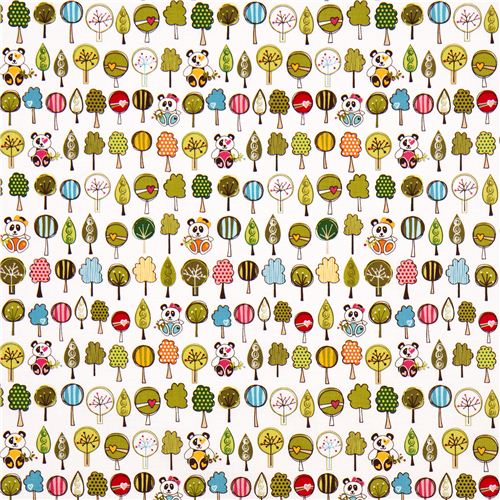 Riley Blake animal fabric with panda bear trees 2