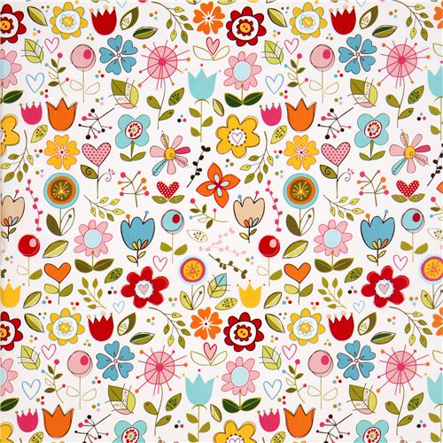 Riley Blake fabric with funny flowers heart leaf 2