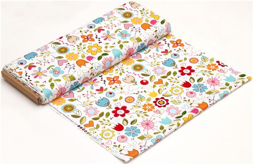 Riley Blake fabric with funny flowers heart leaf 3