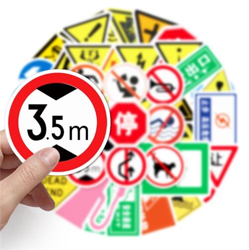 Pegatinas troqueladas paquete 50 modelos diferentes se�ales de peligro seguridad 2