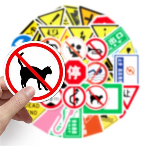 Pegatinas troqueladas paquete 50 modelos diferentes se�ales de peligro seguridad 3