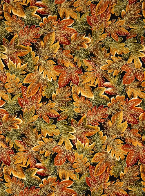 Robert Kaufman autumn fabric with golden leaves 2
