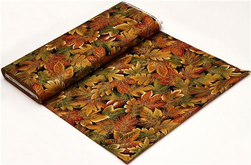 Robert Kaufman autumn fabric with golden leaves 3