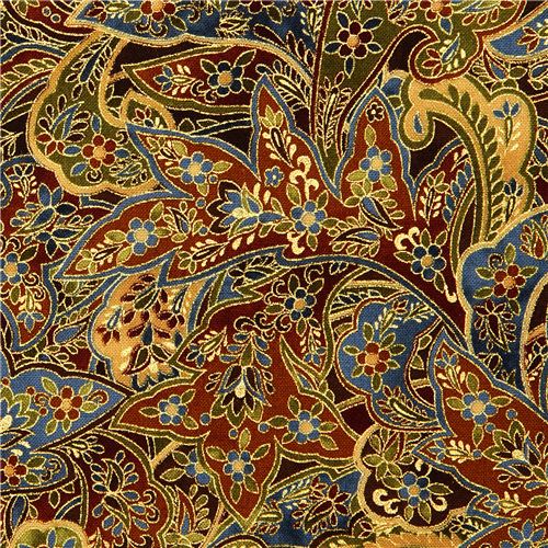 Robert Kaufman autumn fabric with leaves & ornaments 2
