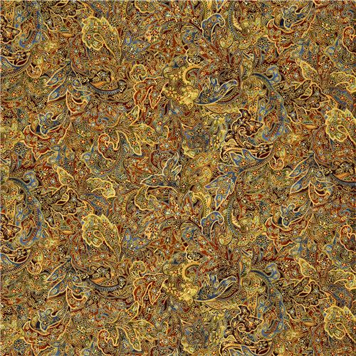 Robert Kaufman autumn fabric with leaves & ornaments 3