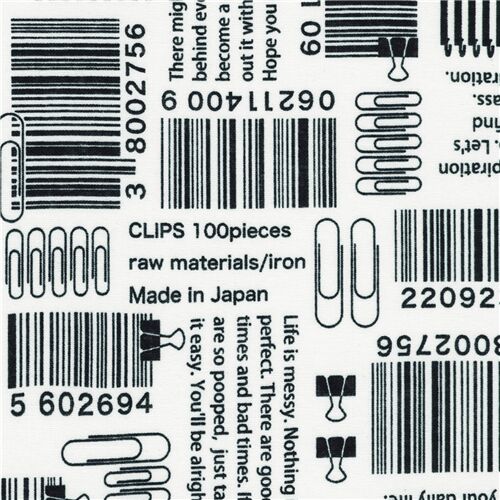 Tissu avec des codes-barres et des trombones Tissu