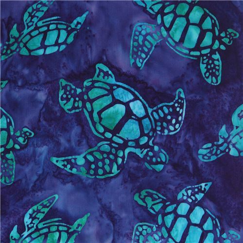 Robert Kaufman batik fabric in dark purple with turtles Fabric