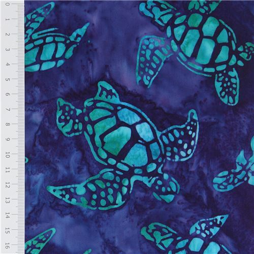 Remnant (34 x 112 cm) - Robert Kaufman batik fabric in dark purple with turtles 2