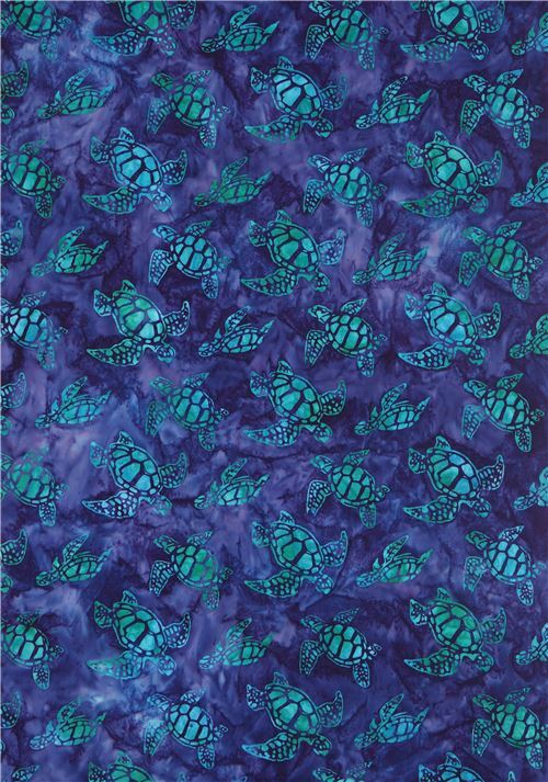 Remnant (34 x 112 cm) - Robert Kaufman batik fabric in dark purple with turtles 3