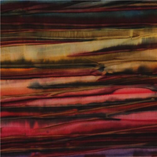 Tissu batik Robert Kaufman à rayures marron et violettes Tissu