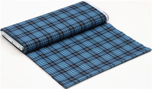 Stoffrest (28 x 112 cm) - Blau-schwarz karierter Stoff von Robert Kaufman 3