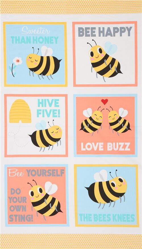 tela de panel de colores con abejas Tela