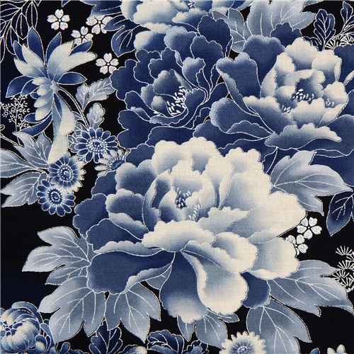 Robert Kaufman fabric with Asian flowers & border 1
