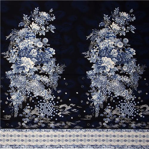 Robert Kaufman fabric with Asian flowers & border 4