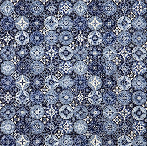 Robert Kaufman fabric with blue flower ornament silver 2