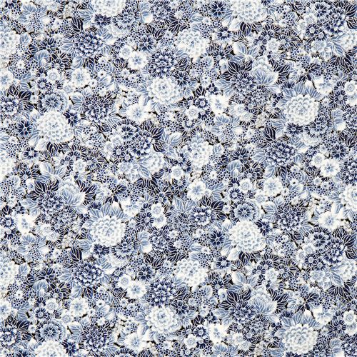 Robert Kaufman fabric with blue flowers from the USA 2