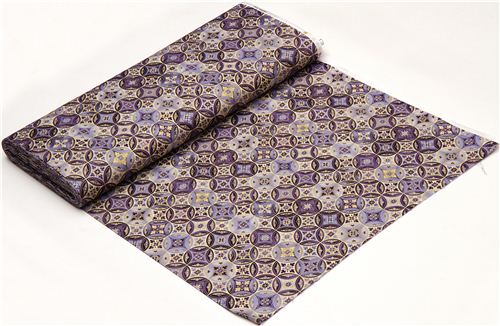 Robert Kaufman Stoff mit lila Blumenornament & Gold 3
