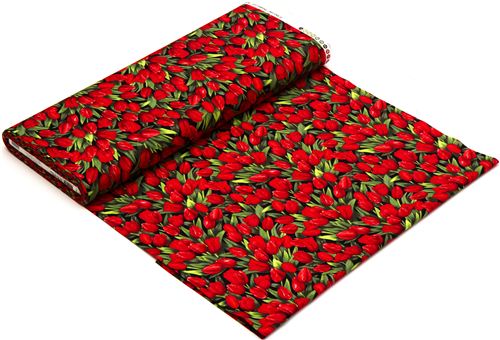 Robert Kaufman flower fabric with red tulips from the USA 3